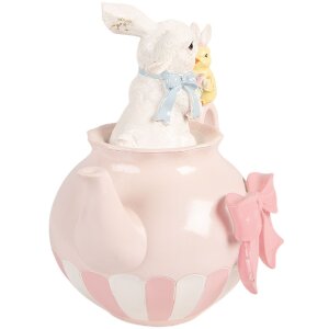 Decoración de conejo Clayre & Eef Blanco Rosa 20x14x20 cm