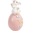 Decoración de conejo sobre huevo Clayre & Eef Blanco Rosa 16x15x29 cm