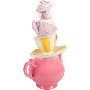 Figura decorativa con conejo y tetera Clayre & Eef 6PR5948 16x13x26 cm