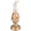 Decoración de conejo sobre huevo Clayre & Eef Blanco Rosa Ø 10x26 cm