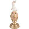 Decoración de conejo sobre huevo Clayre & Eef Blanco Rosa Ø 10x26 cm
