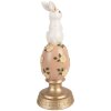 Decoración de conejo sobre huevo Clayre & Eef Blanco Rosa Ø 10x26 cm