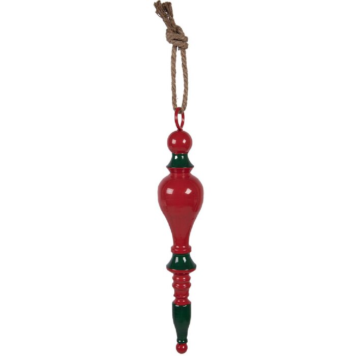 Adorno colgante de Navidad Clayre & Eef Metálico Rojo-Verde Ø 8x41 cm