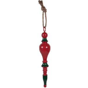 Adorno colgante de Navidad Clayre & Eef Metálico Rojo-Verde Ø 8x41 cm