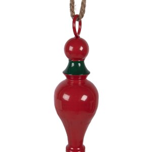 Adorno colgante de Navidad Clayre & Eef Metálico Rojo-Verde Ø 8x41 cm