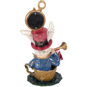 Decoración de conejo con reloj Clayre & Eef Beige y Dorado 15x11x23 cm