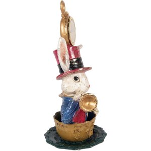 Decoración de conejo con reloj Clayre & Eef Beige y Dorado 15x11x23 cm