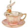 Decoración con conejo en taza Clayre & Eef Ø 12x12 cm Beige-Rosa