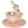 Decoración con conejo en taza Clayre & Eef Ø 12x12 cm Beige-Rosa