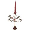 Soporte de velas con pájaros Clayre & Eef Dorado y Rojo 27x17x38 cm
