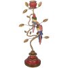 Candelabro con motivos de pájaros Clayre & Eef Gold Rot 16x9x33 cm