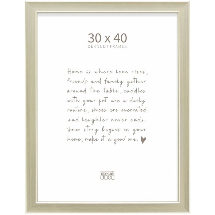 Marco de fotos Deknudt S244 plata 30x40 cm medio ancho con bisel acabado madera vidrio transparente