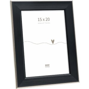 Marco de fotos Deknudt S244 negro con borde plateado...
