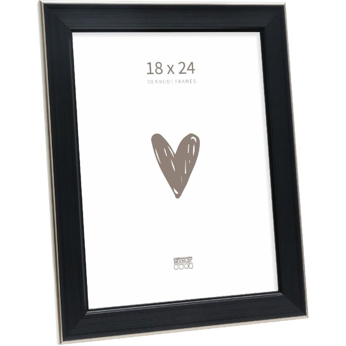 Marco de fotos Deknudt S244 negro con borde plateado 18x24 cm