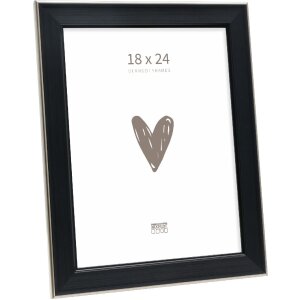 Marco de fotos Deknudt S244 negro con borde plateado...