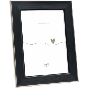 Marco de fotos Deknudt S244 negro con borde plateado...