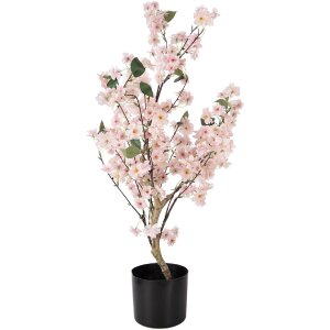 Árbol de flores de cerezo Clayre & Eef 5PL0229 30x30x90 cm Rosa Marrón