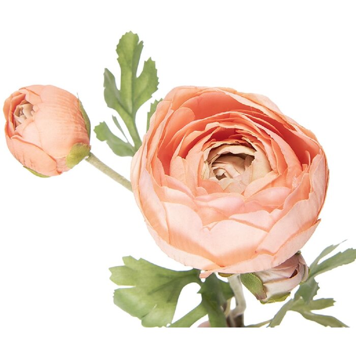 Flor artificial de ranúnculo Clayre & Eef naranja y verde 6x10x52 cm