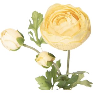 Flor artificial de ranúnculo Clayre & Eef 6x10x52 cm Amarillo-Verde