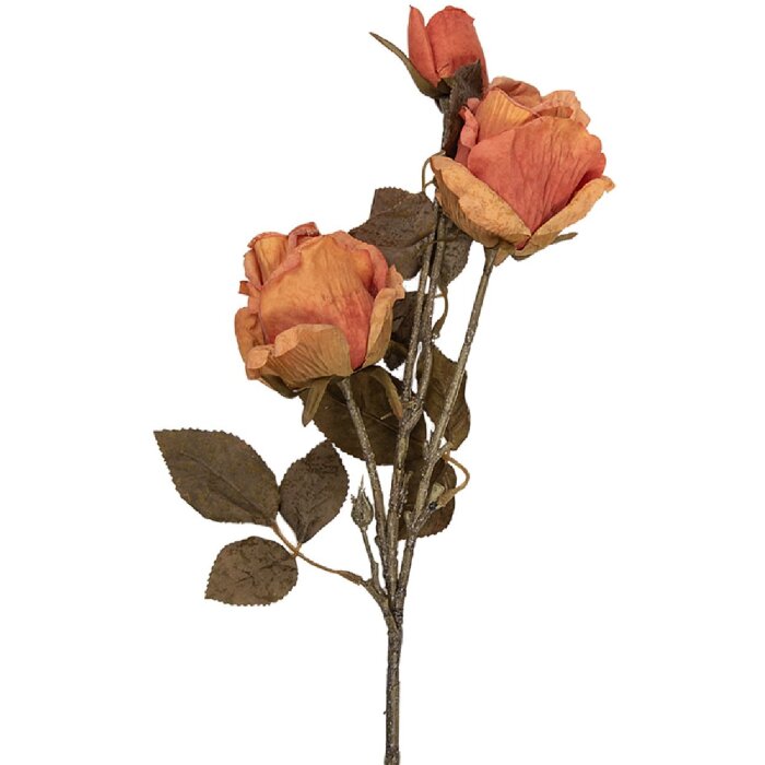 Decoración de rama con flores Clayre & Eef naranja y verde 12x12x70 cm