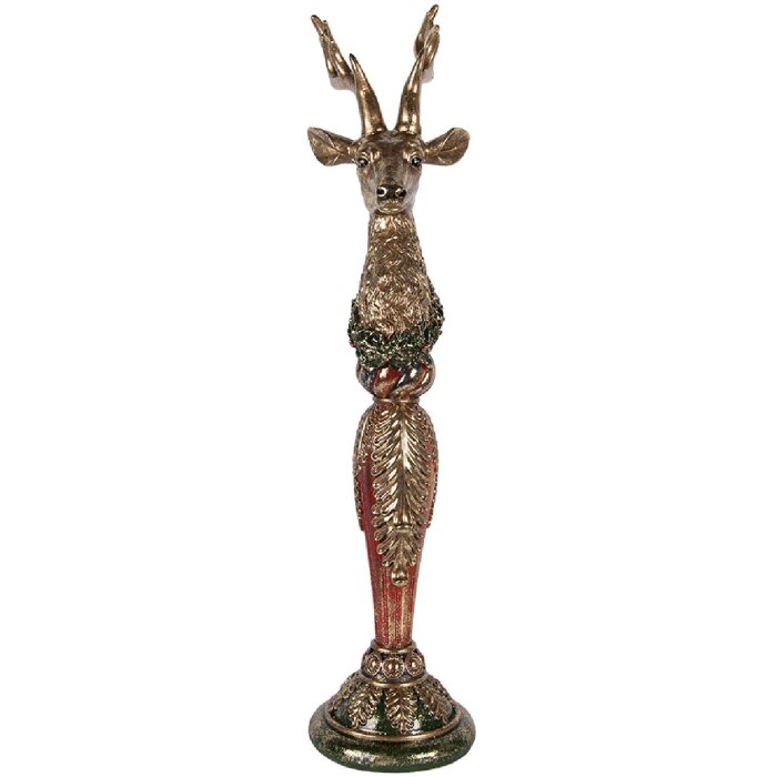 Decoración de ciervo dorado con detalle verde Clayre & Eef 16x22x70 cm
