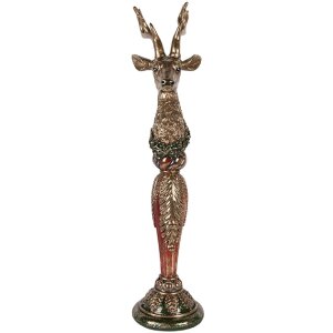 Decoración de ciervo dorado con detalle verde Clayre & Eef 16x22x70 cm
