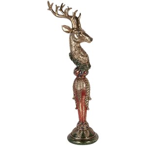 Decoración de ciervo dorado con detalle verde Clayre & Eef 16x22x70 cm