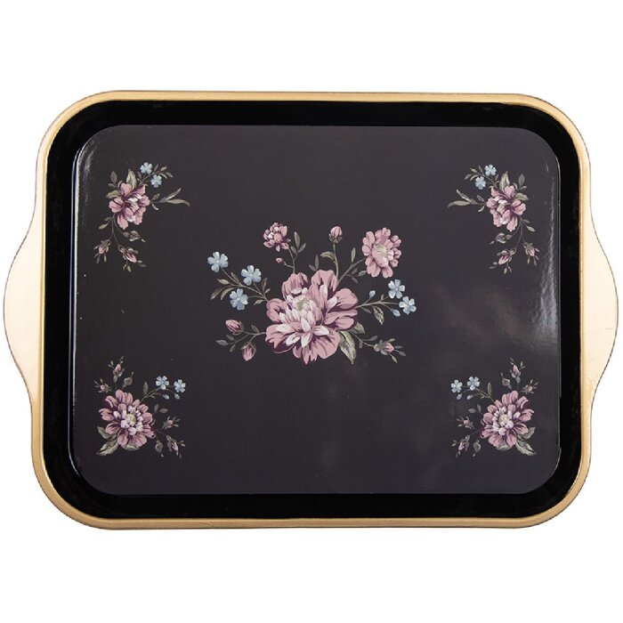 Tablet Clayre & Eef 66438 38x27x2 cm Negro-Rosa