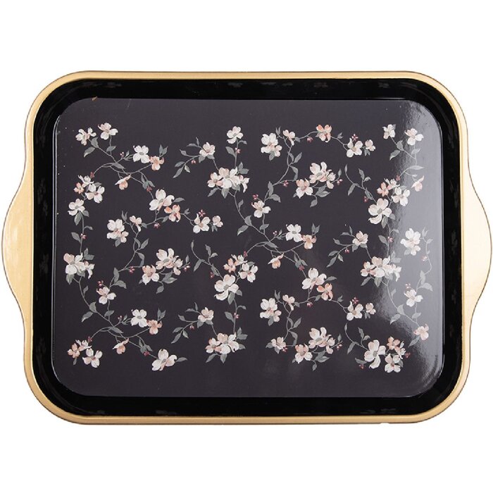 Tableta Clayre & Eef 66439 38x27x2 cm Negro-Blanco