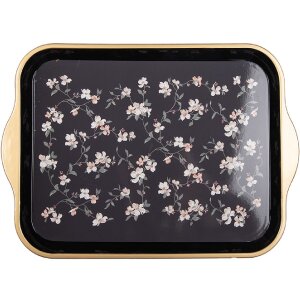 Tableta Clayre & Eef 66439 38x27x2 cm Negro-Blanco