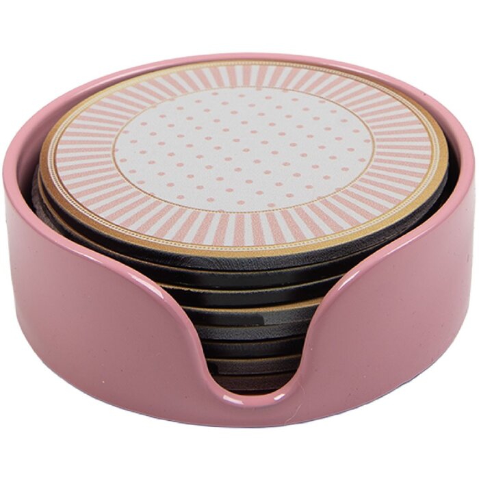 Protectores de base Clayre & Eef 66444 Set 8 Ø 10x4 cm Beige Rosa