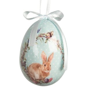 Set de 9 colgantes de huevo azul y blanco Ø 5x8 cm