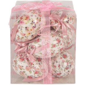 Decoración colgante huevo (set de 9) blanco y rosa Ø 5x8 cm