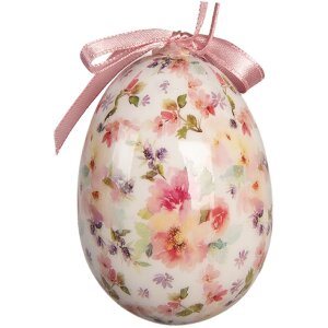 Decoración colgante huevo (set de 9) blanco y rosa Ø 5x8 cm