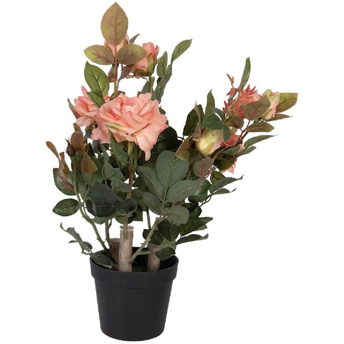 Planta artificial con rosas Clayre & Eef 20x20x55cm Rosa Verde Decoración Floral