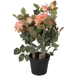 Planta artificial con rosas Clayre & Eef 20x20x55cm Rosa Verde Decoración Floral