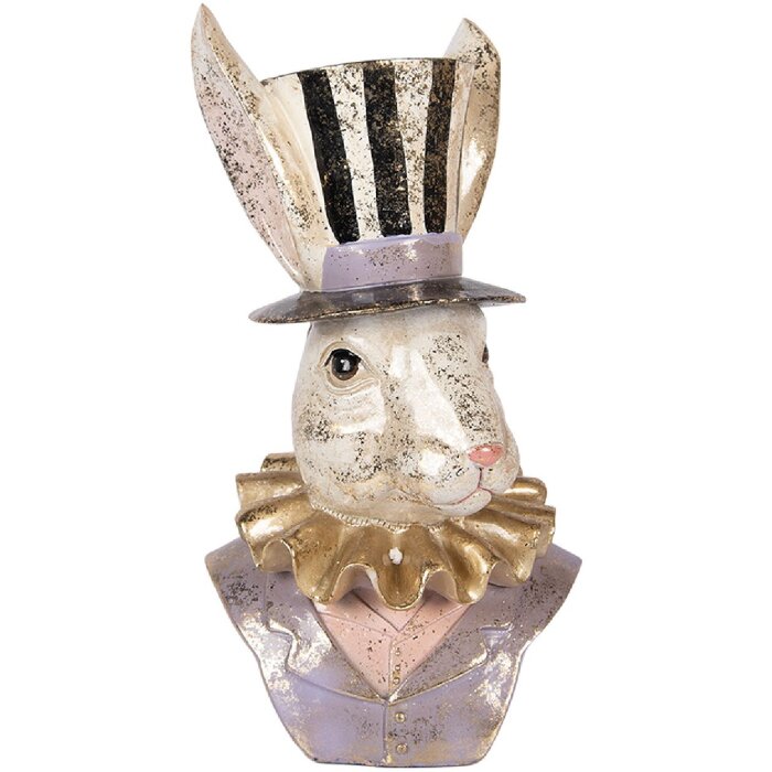 Estatua decorativa de conejo Clayre & Eef Beige 14x12x27 cm