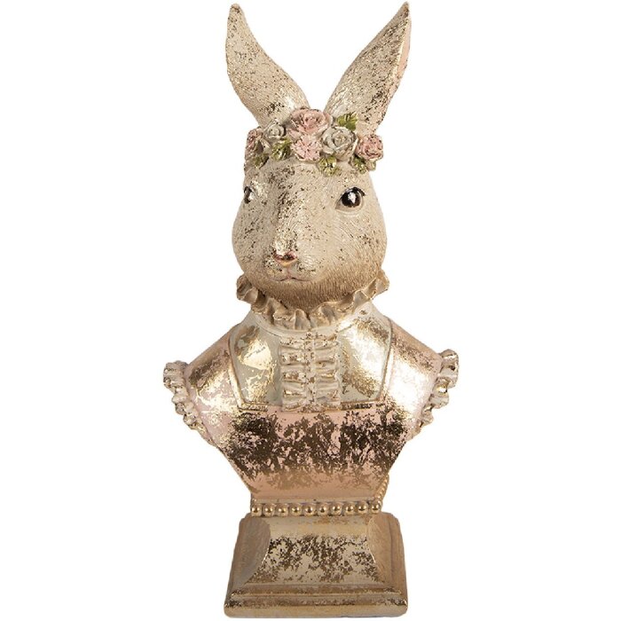 Estatua decorativa de conejo Clayre & Eef Beige Rosa 16x11x31cm