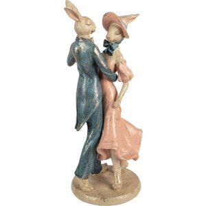 Decoración de conejos bailando Clayre & Eef beige rosa azul 20x18x47 cm