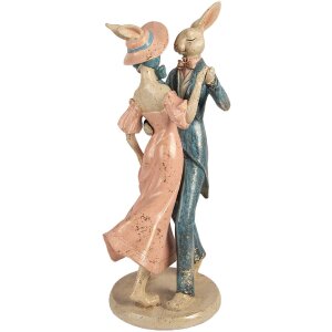 Decoración de conejos bailando Clayre & Eef beige rosa azul 20x18x47 cm