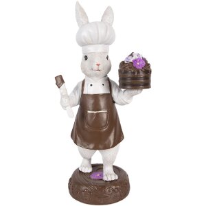 Decoración de conejo Clayre & Eef 15x11x32 cm Tonos naturales blanco y marrón