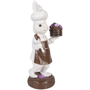 Decoración de conejo Clayre & Eef 15x11x32 cm Tonos naturales blanco y marrón