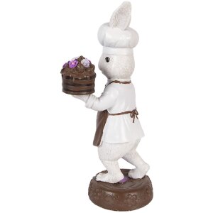 Decoración de conejo Clayre & Eef 15x11x32 cm Tonos naturales blanco y marrón