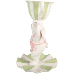 Decoración Clayre & Eef Conejo Blanco-Verde Ø 15 cm x 24 cm