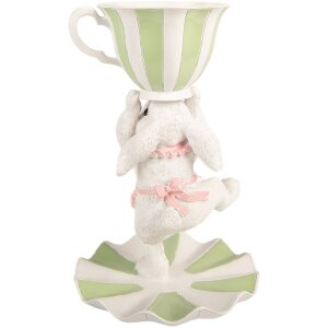 Decoración Clayre & Eef Conejo Blanco-Verde Ø 15 cm x 24 cm