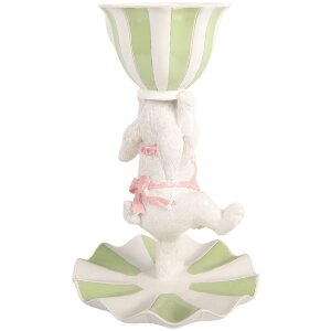 Decoración Clayre & Eef Conejo Blanco-Verde Ø 15 cm x 24 cm