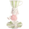 Decoración Clayre & Eef Conejo Blanco-Verde Ø 15 cm x 24 cm