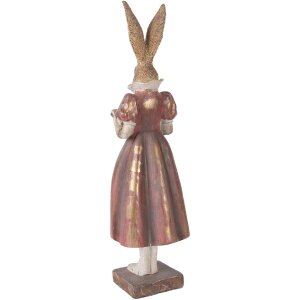 Decoración con conejo Clayre & Eef dorado con detalles rojos 13x12x47 cm