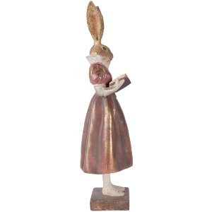 Decoración con conejo Clayre & Eef dorado con detalles rojos 13x12x47 cm