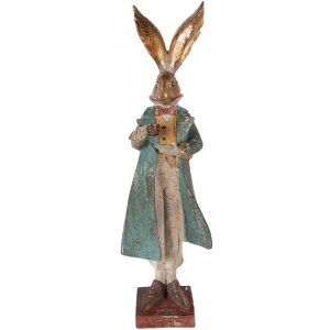 Decoración de conejo Clayre & Eef dorado-azul 14x12x47 cm